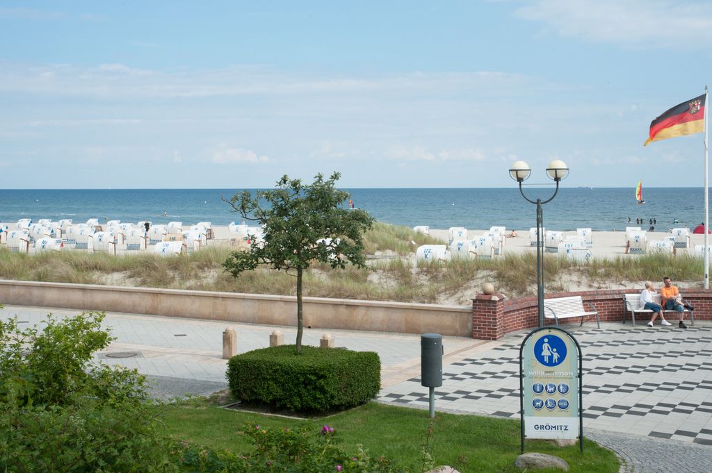 Blick auf den Strand und die See von Grömitz